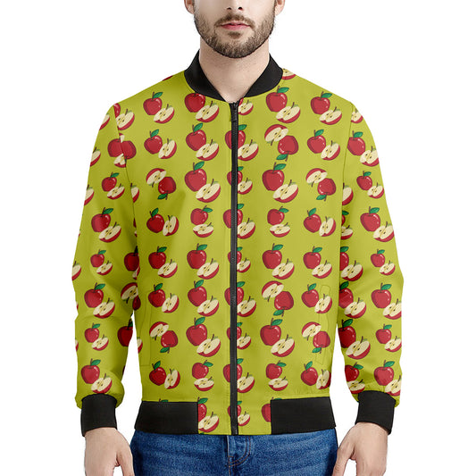 Red Apple Fruit Pattern Print Men's Bomber Jacket