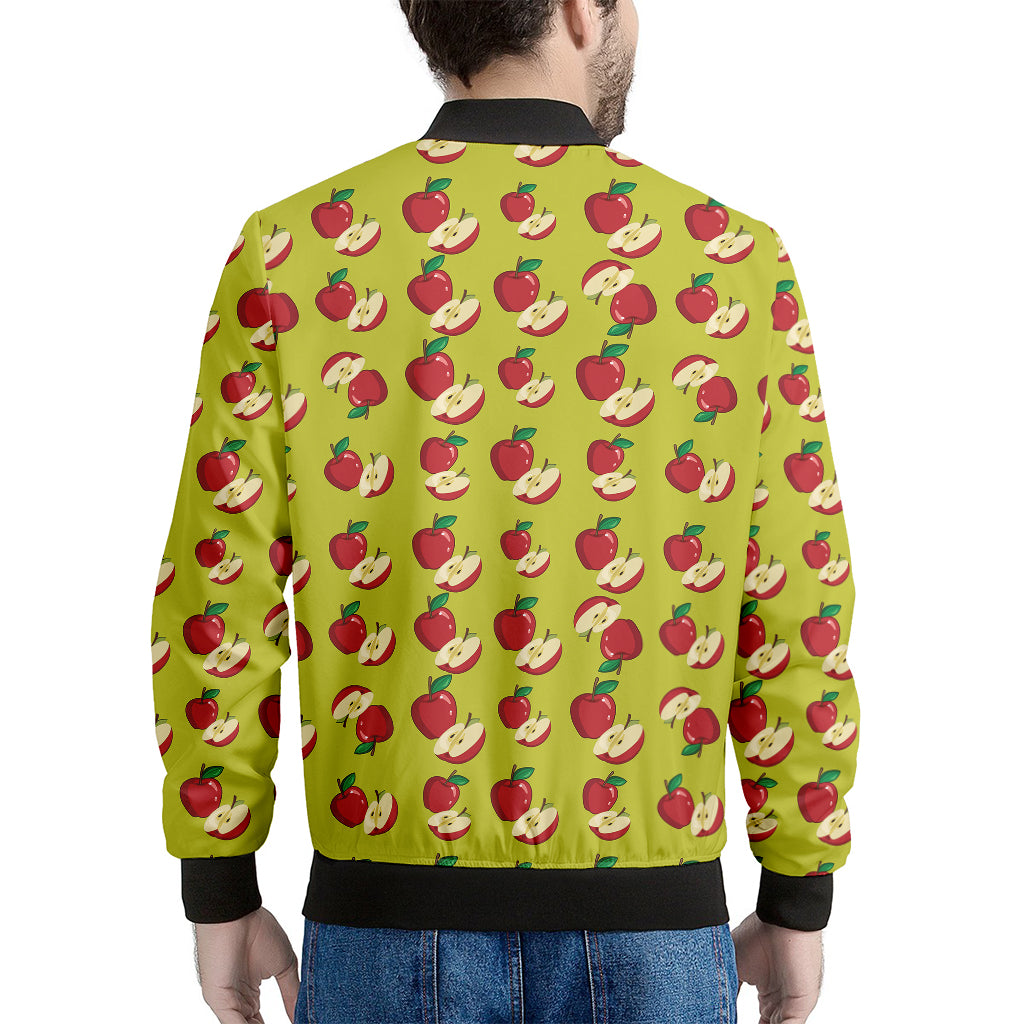 Red Apple Fruit Pattern Print Men's Bomber Jacket