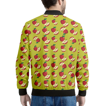 Red Apple Fruit Pattern Print Men's Bomber Jacket