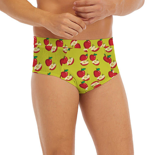 Red Apple Fruit Pattern Print Men's Briefs