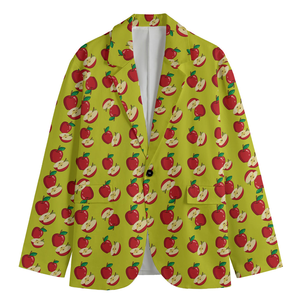 Red Apple Fruit Pattern Print Men's Cotton Blazer