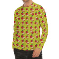 Red Apple Fruit Pattern Print Men's Long Sleeve Rash Guard