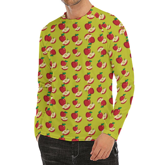 Red Apple Fruit Pattern Print Men's Long Sleeve Rash Guard