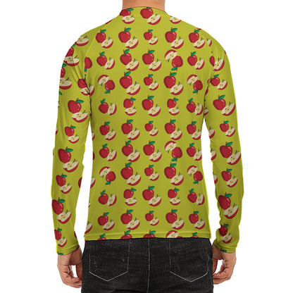 Red Apple Fruit Pattern Print Men's Long Sleeve Rash Guard