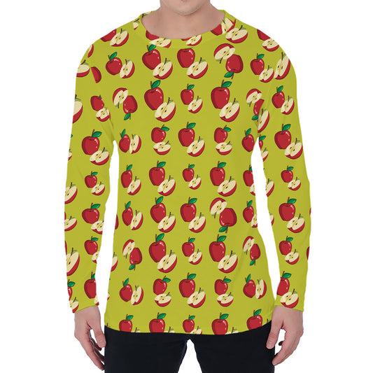 Red Apple Fruit Pattern Print Men's Long Sleeve T-Shirt