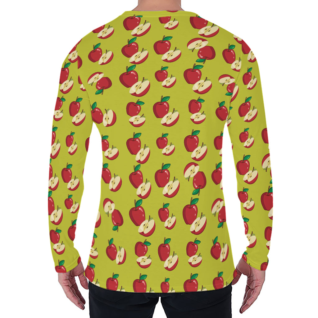 Red Apple Fruit Pattern Print Men's Long Sleeve T-Shirt
