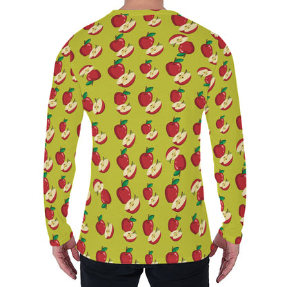 Red Apple Fruit Pattern Print Men's Long Sleeve T-Shirt