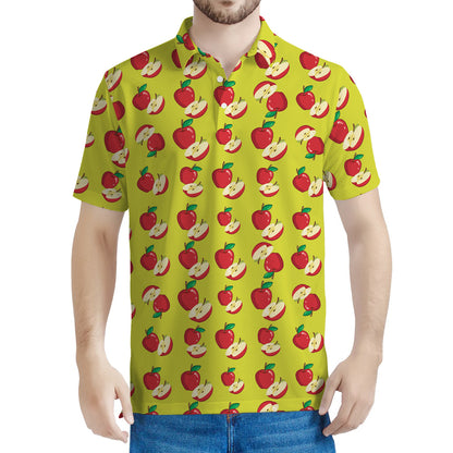 Red Apple Fruit Pattern Print Men's Polo Shirt