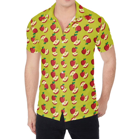 Red Apple Fruit Pattern Print Men's Shirt