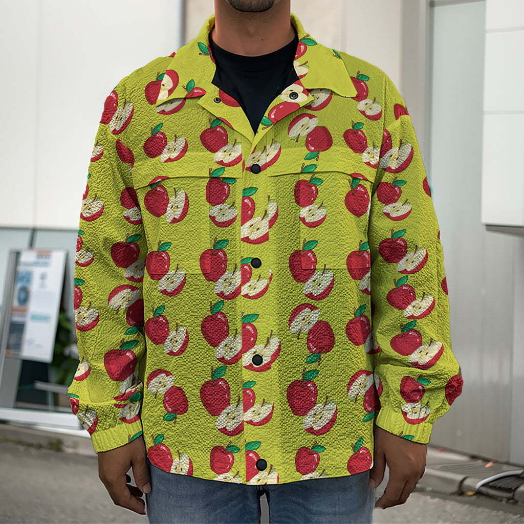 Red Apple Fruit Pattern Print Men's Shirt Jacket