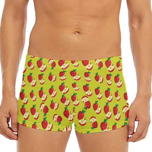 Red Apple Fruit Pattern Print Men's Short Boxer Briefs