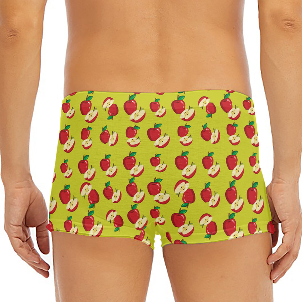 Red Apple Fruit Pattern Print Men's Short Boxer Briefs
