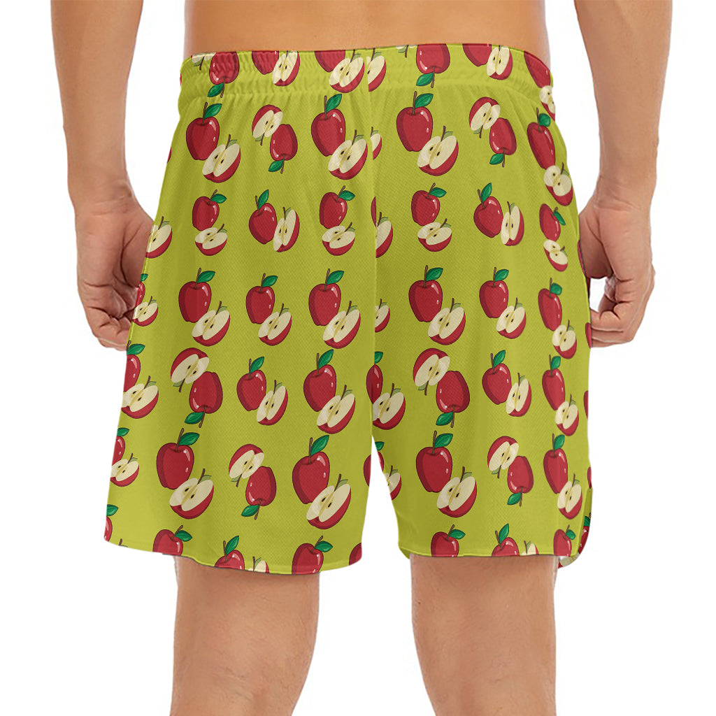 Red Apple Fruit Pattern Print Men's Split Running Shorts