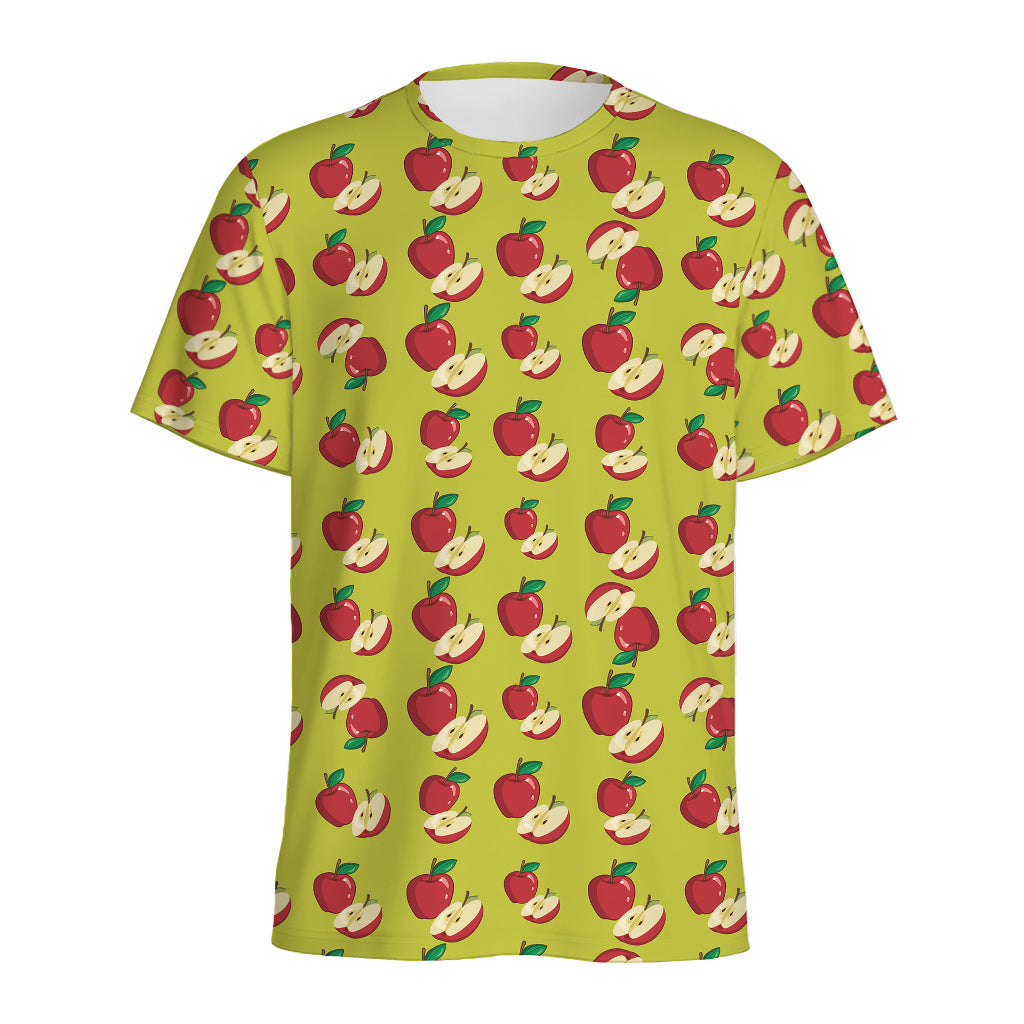 Red Apple Fruit Pattern Print Men's Sports T-Shirt
