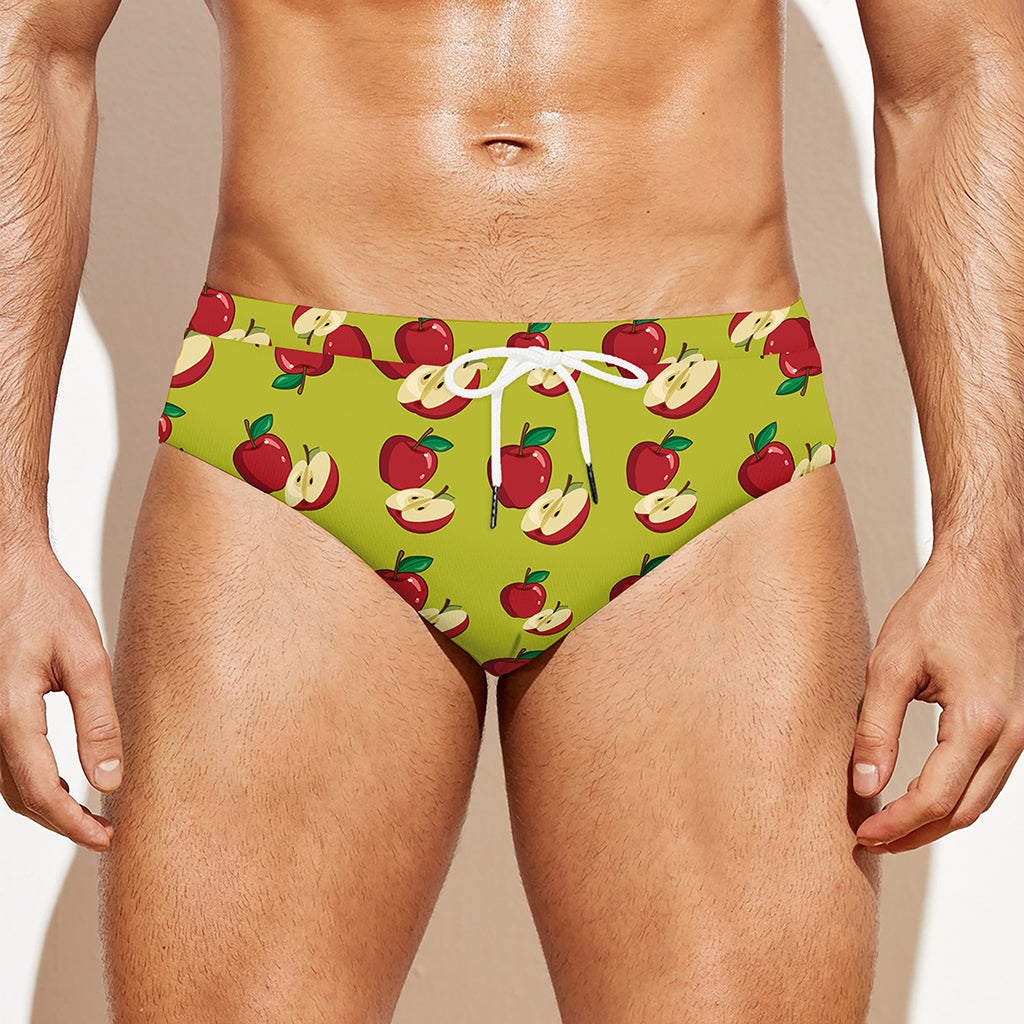 Red Apple Fruit Pattern Print Men's Swim Briefs