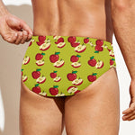 Red Apple Fruit Pattern Print Men's Swim Briefs