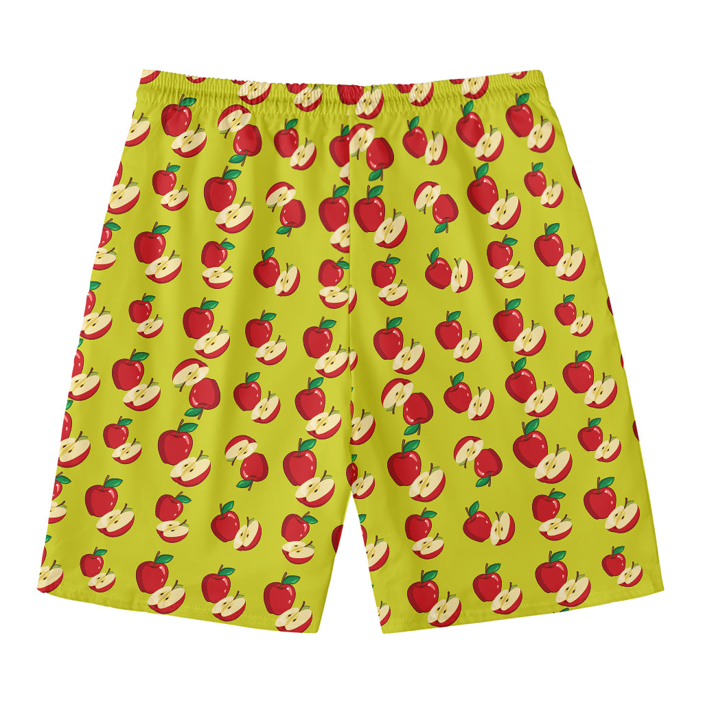 Red Apple Fruit Pattern Print Men's Swim Trunks