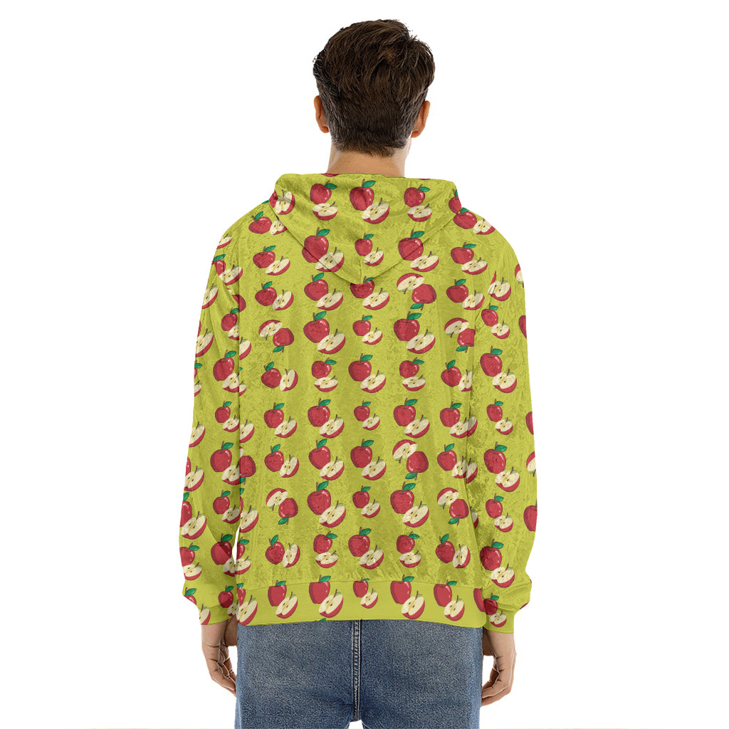Red Apple Fruit Pattern Print Men's Velvet Pullover Hoodie