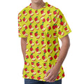 Red Apple Fruit Pattern Print Men's Velvet T-Shirt