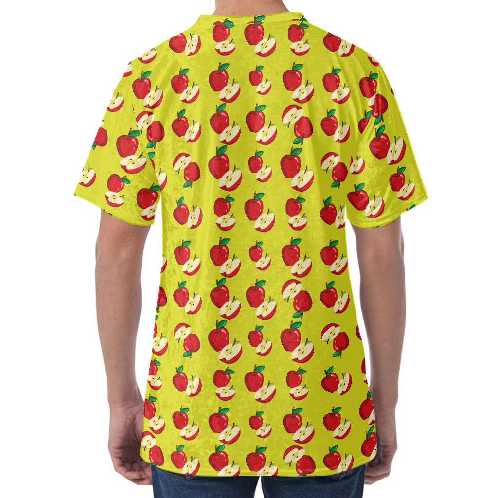 Red Apple Fruit Pattern Print Men's Velvet T-Shirt