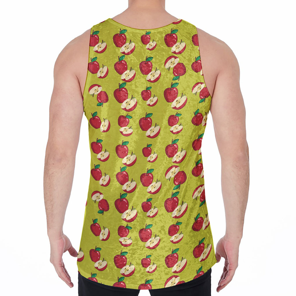 Red Apple Fruit Pattern Print Men's Velvet Tank Top