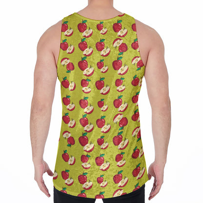 Red Apple Fruit Pattern Print Men's Velvet Tank Top