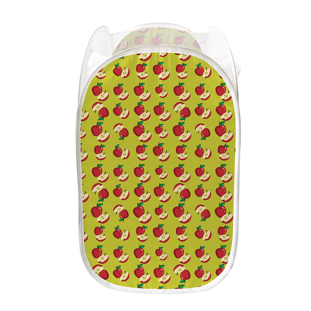 Red Apple Fruit Pattern Print Mesh Laundry Hamper