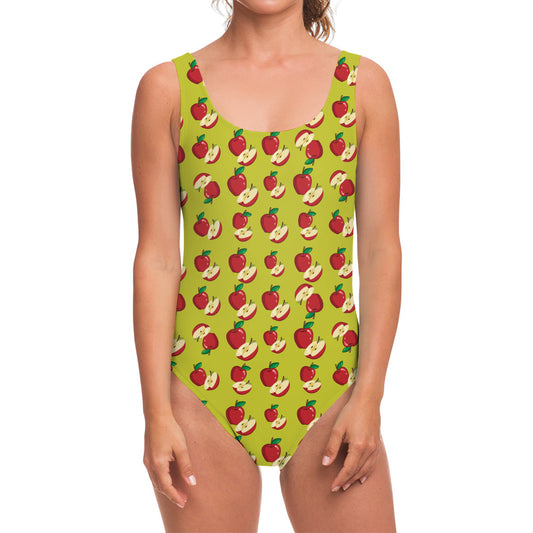 Red Apple Fruit Pattern Print One Piece Swimsuit