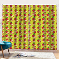 Red Apple Fruit Pattern Print Pencil Pleat Curtains