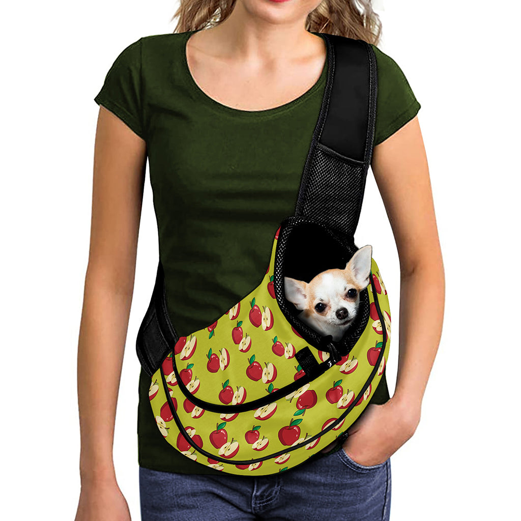 Red Apple Fruit Pattern Print Pet Sling Carrier