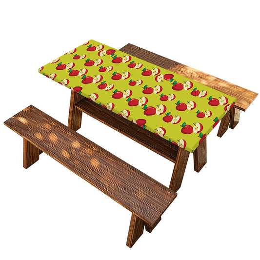 Red Apple Fruit Pattern Print Picnic Table Cover