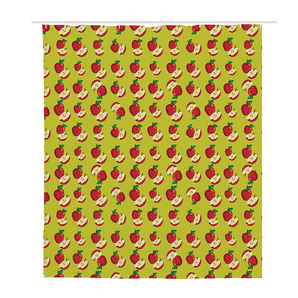 Red Apple Fruit Pattern Print Polyester Shower Curtain