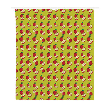 Red Apple Fruit Pattern Print Polyester Shower Curtain