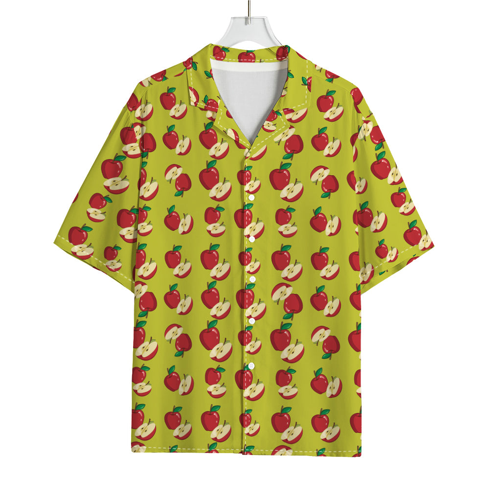 Red Apple Fruit Pattern Print Rayon Hawaiian Shirt