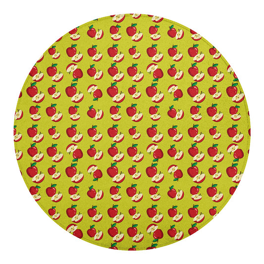 Red Apple Fruit Pattern Print Round Blanket