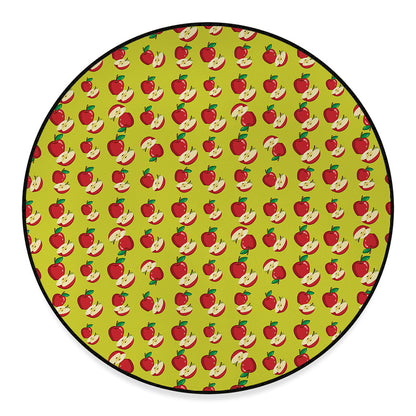 Red Apple Fruit Pattern Print Round Floor Mat
