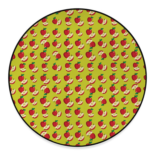 Red Apple Fruit Pattern Print Round Floor Mat