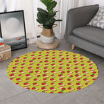 Red Apple Fruit Pattern Print Round Rug