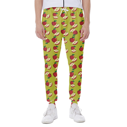Red Apple Fruit Pattern Print Scuba Joggers