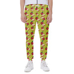 Red Apple Fruit Pattern Print Scuba Joggers