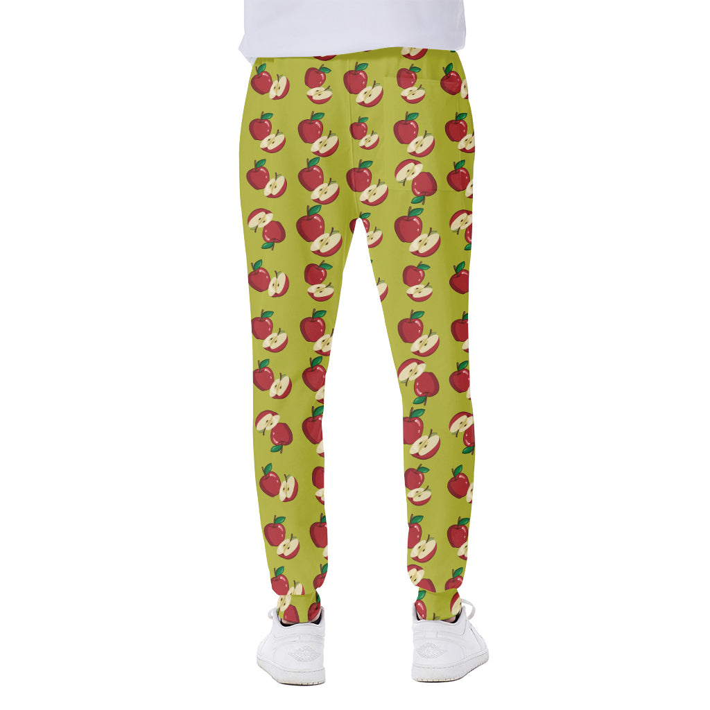 Red Apple Fruit Pattern Print Scuba Joggers