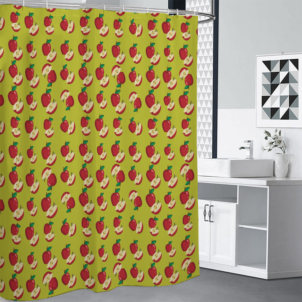 Red Apple Fruit Pattern Print Shower Curtain