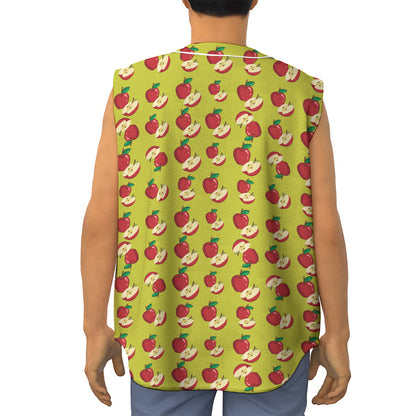 Red Apple Fruit Pattern Print Sleeveless Baseball Jersey