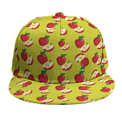 Red Apple Fruit Pattern Print Snapback Cap