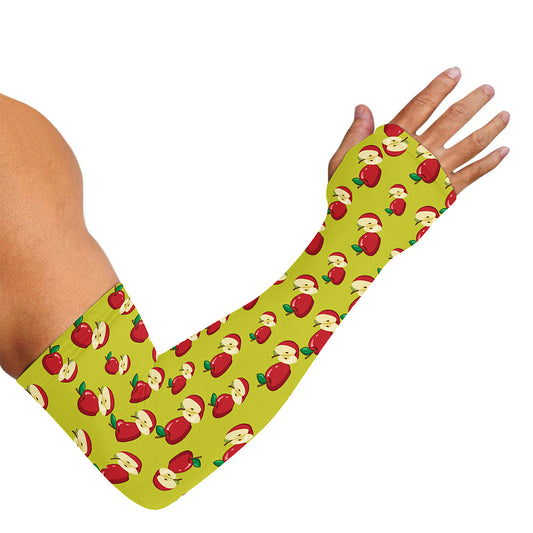 Red Apple Fruit Pattern Print Sun Protection Arm Sleeves