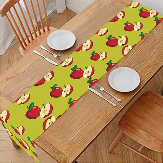 Red Apple Fruit Pattern Print Table Runner