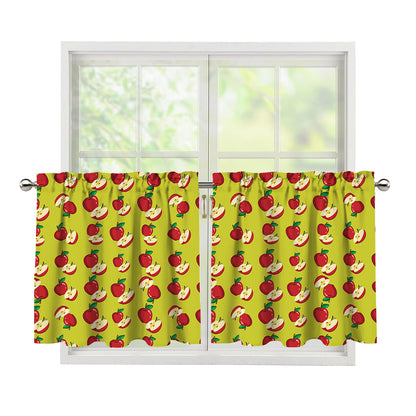 Red Apple Fruit Pattern Print Tier Curtains