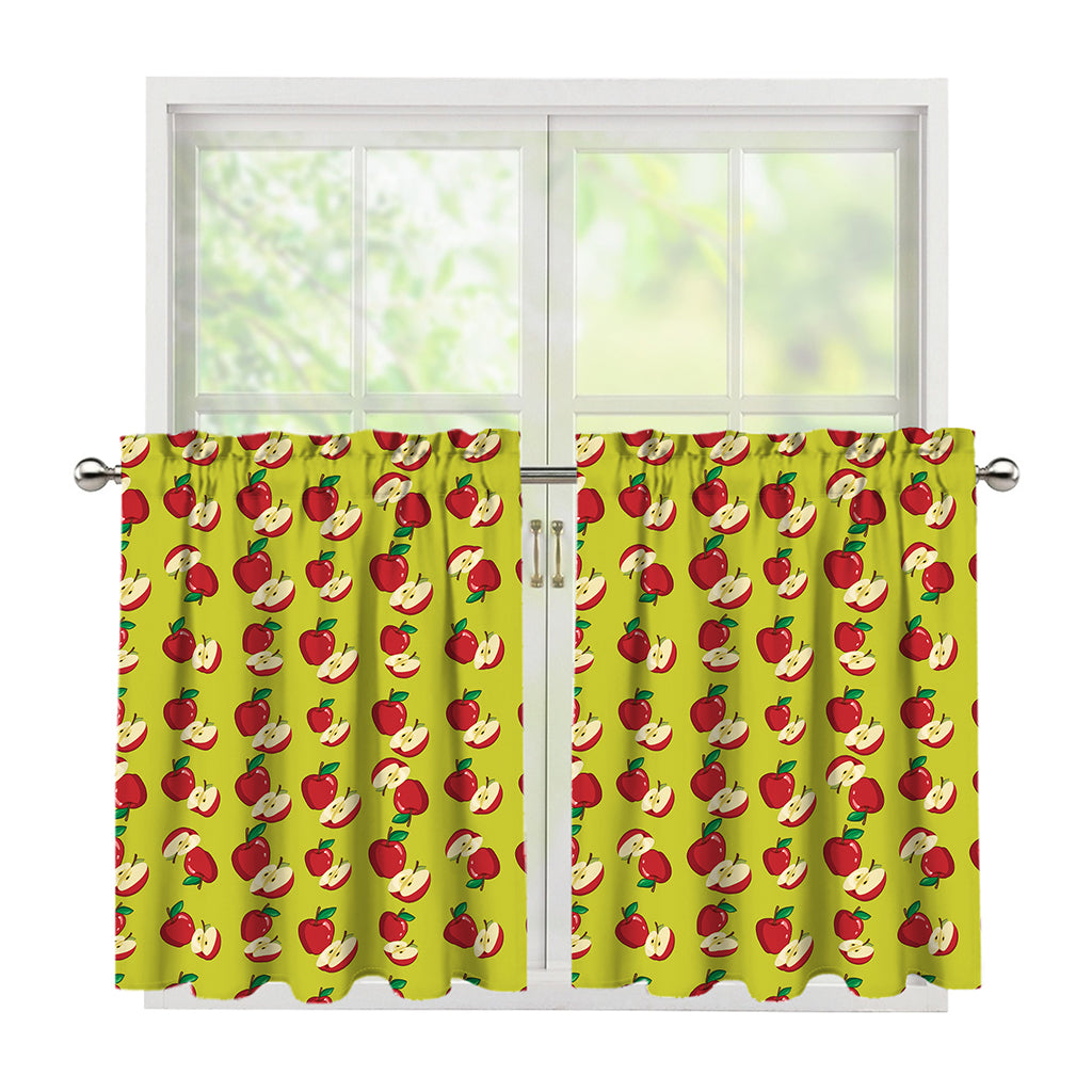Red Apple Fruit Pattern Print Tier Curtains