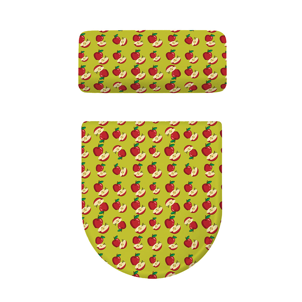 Red Apple Fruit Pattern Print Toilet Lid And Tank Cover Set