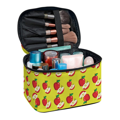 Red Apple Fruit Pattern Print Travel Makeup Bag